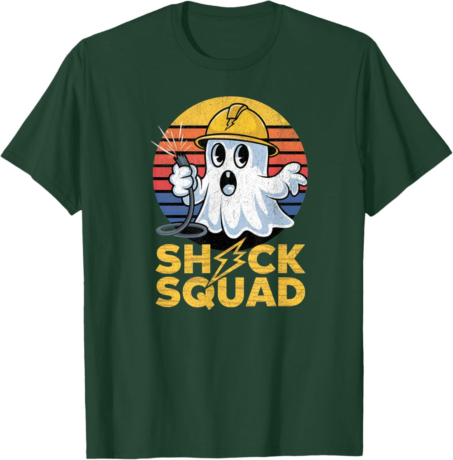 Shock Squad Halloween Ghost Spooky Electrical Engineer T-Shirt - T-Shirt | Forest