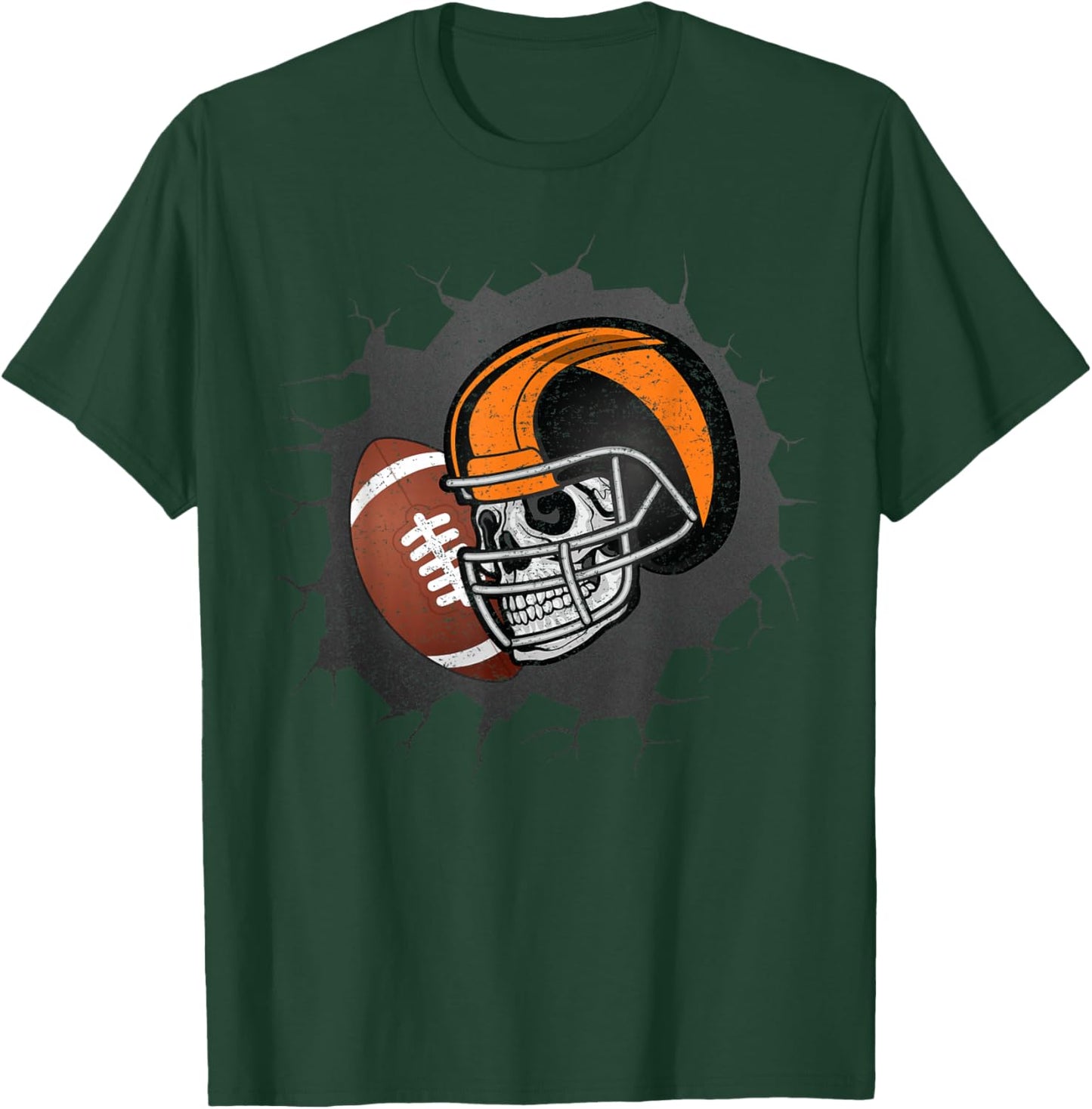 Football Skull Halloween, Skeleton Sporty Athlete T-Shirt - T-Shirt | Forest