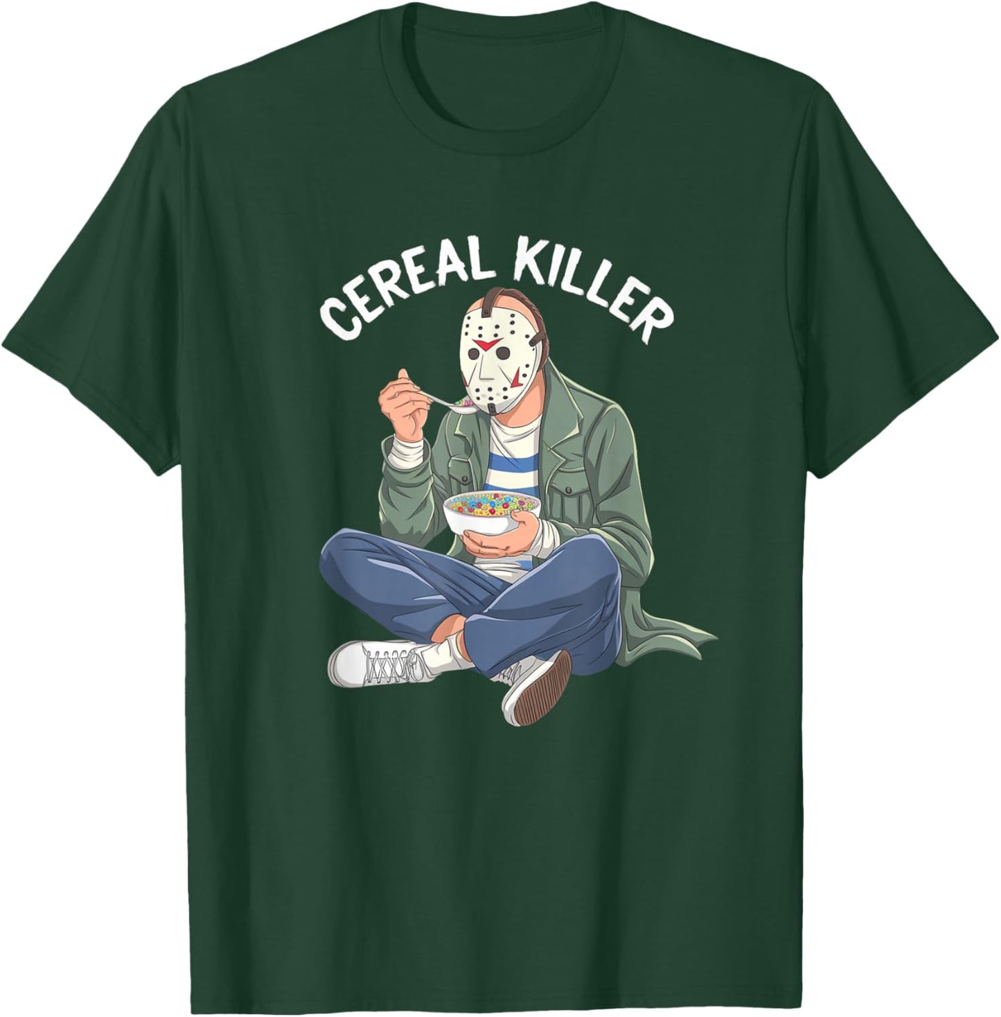 Cereal Killer Masked Character Eating Breakfast T-Shirt - T-Shirt | Forest