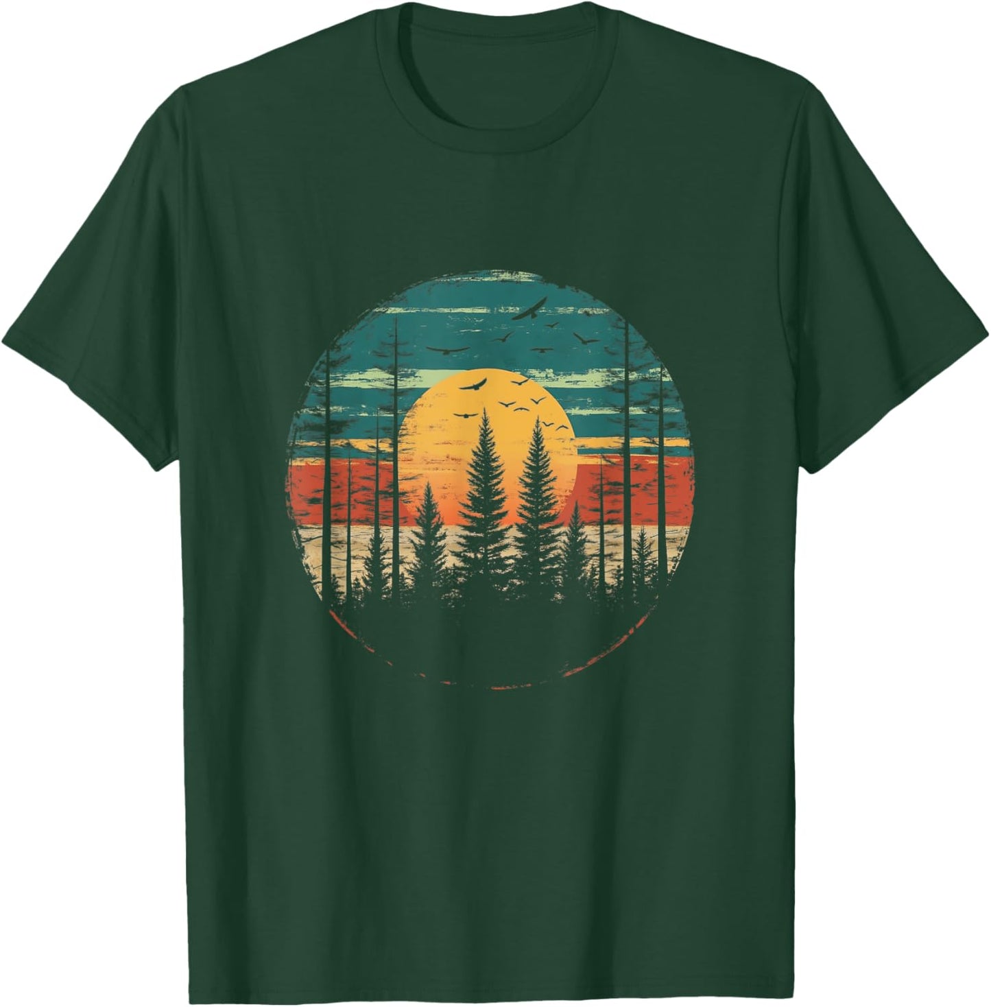Retro Forest Trees Outdoors Nature Women Men Vintage Graphic T-Shirt - T-Shirt | Forest