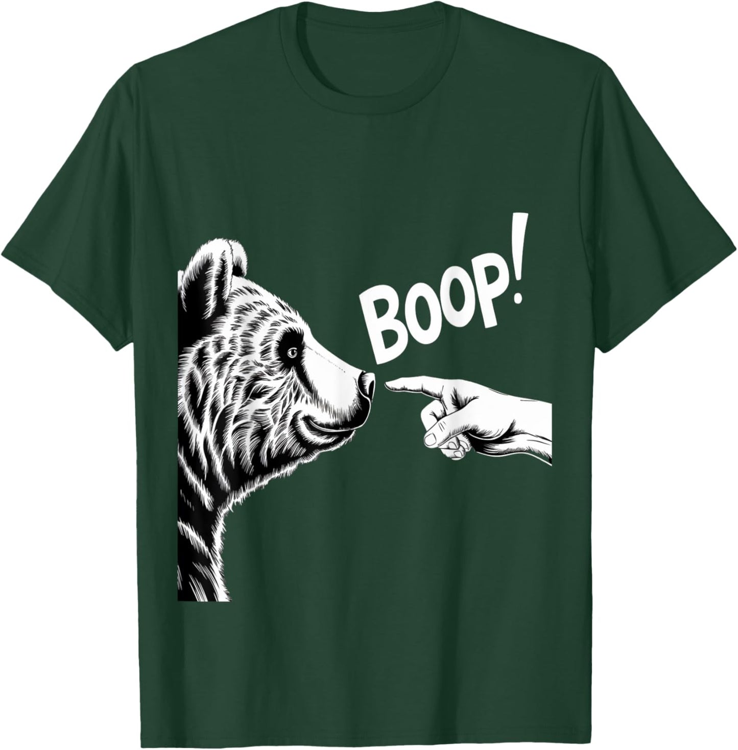 Funny Bear Boop Finger Nose Design T-Shirt - T-Shirt | Forest