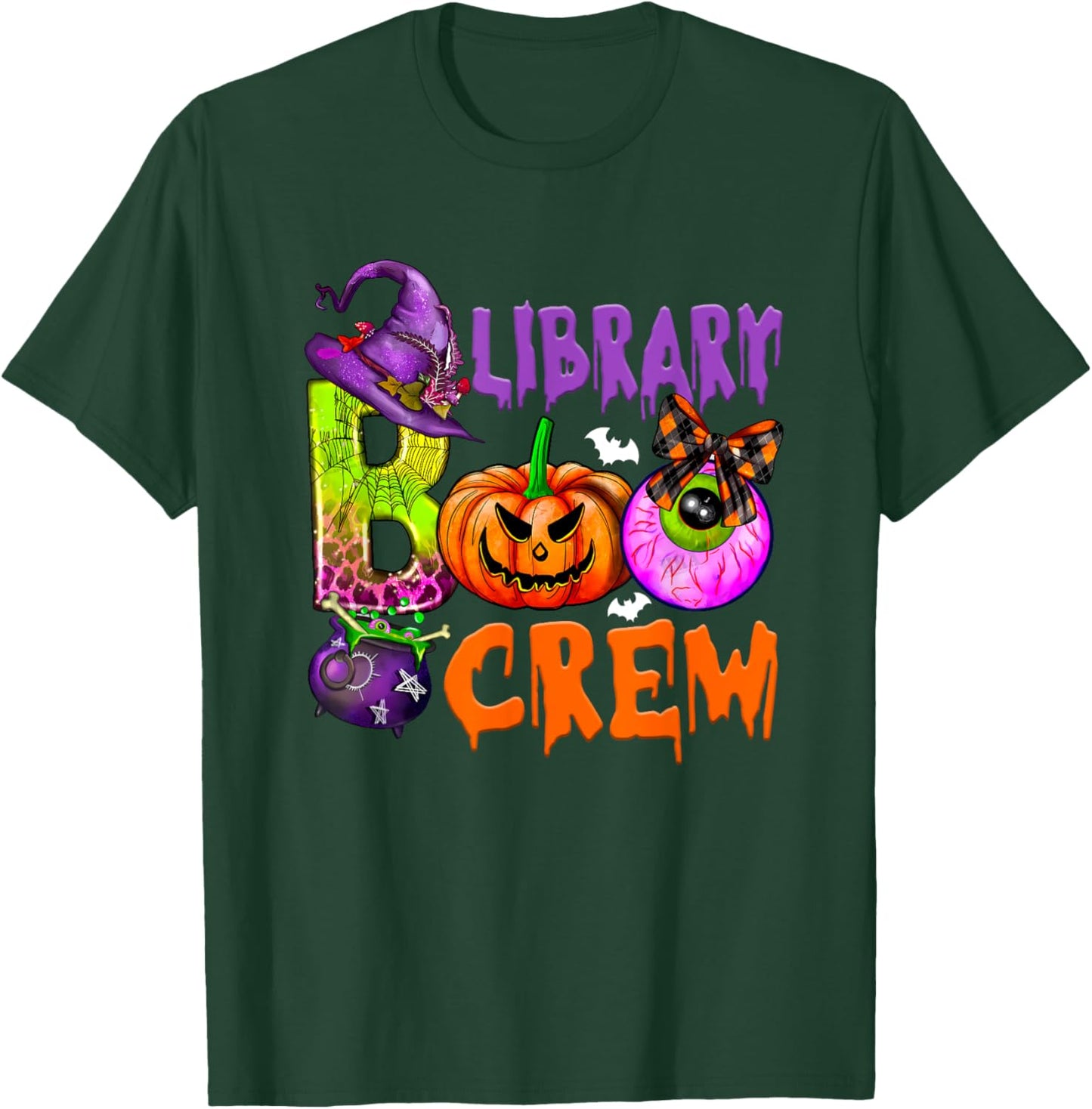 Library Boo Crew School Librarian Halloween Library Book T-Shirt - T-Shirt | Forest