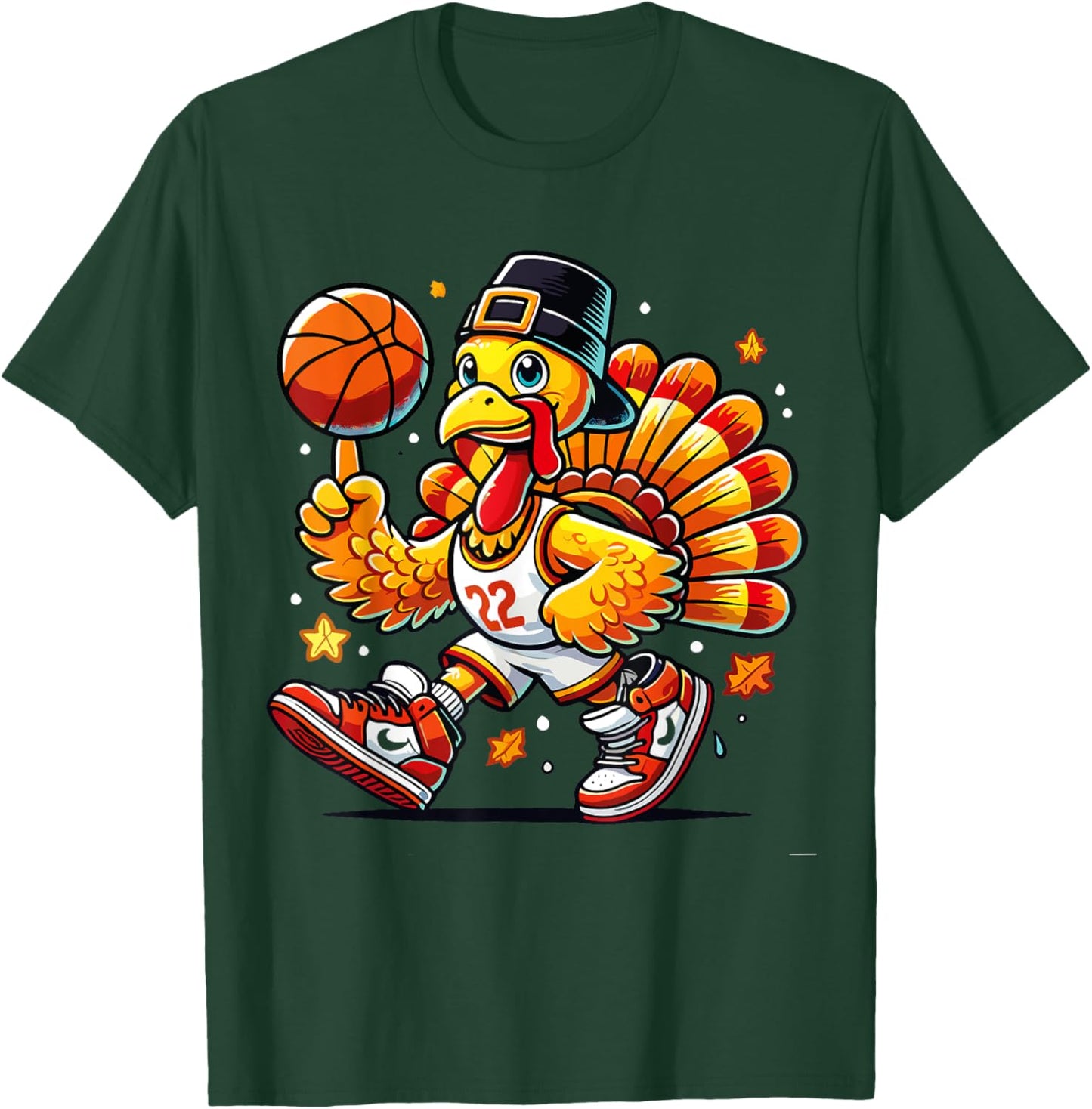 Autumn Pumpkin Fall Basketball Thanksgiving Kids T-Shirt - T-Shirt | Forest