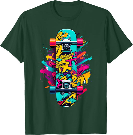 Graffiti Skateboard Art Perfect for Skaters Boys Girls T-Shirt - T-Shirt | Forest