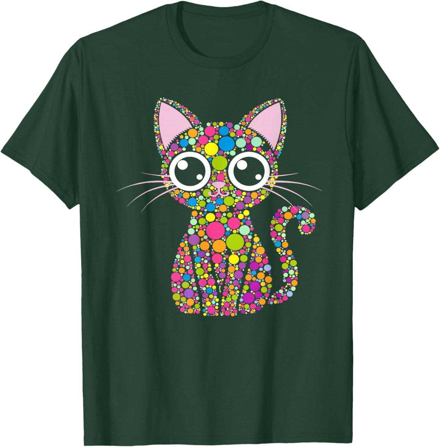 Cute Cat Happy Dot Day Shirts for Kids Men Women Teacher T-Shirt - T-Shirt | Forest