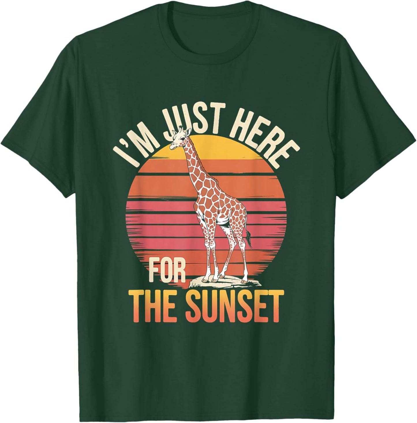 I'm Just Here For the Sunset Giraffe Retro Safari Art T-Shirt - T-Shirt | Forest