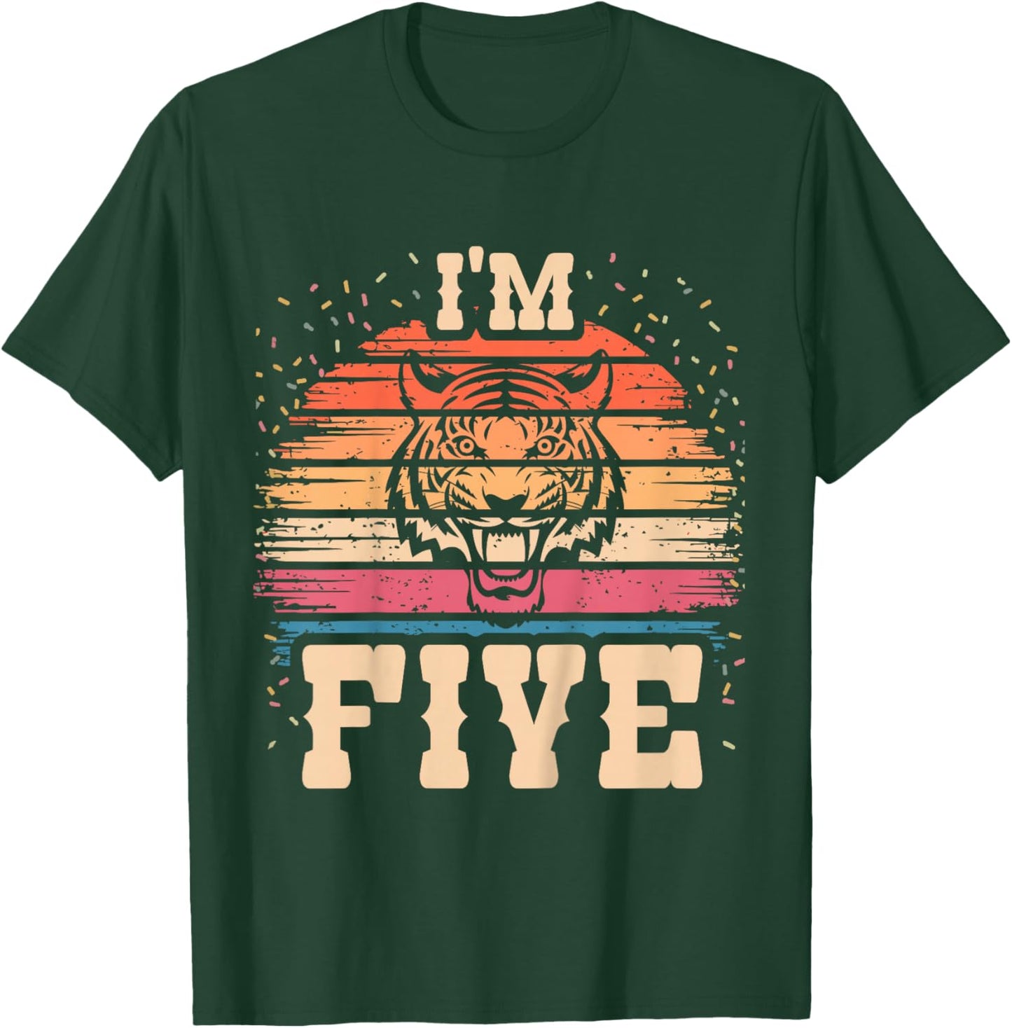 Kids Tiger 5 Year Old Birthday Boy Girl 5th Tiger Birthday T-Shirt - T-Shirt | Forest