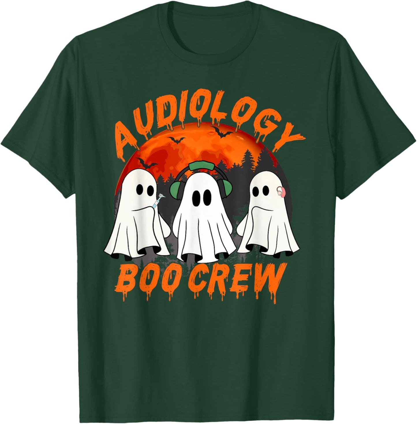 Audiologist Halloween Ghosts Audiology Boo Crew T-Shirt - T-Shirt | Forest