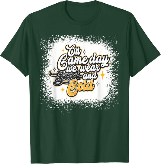 Bleached On Gameday Football We Wear Gold & Black T-Shirt - T-Shirt | Forest