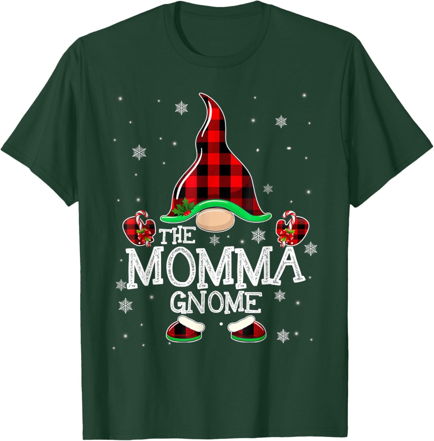 Momma Gnome Buffalo Plaid Matching Family Christmas Pajama T-Shirt - T-Shirt | Forest