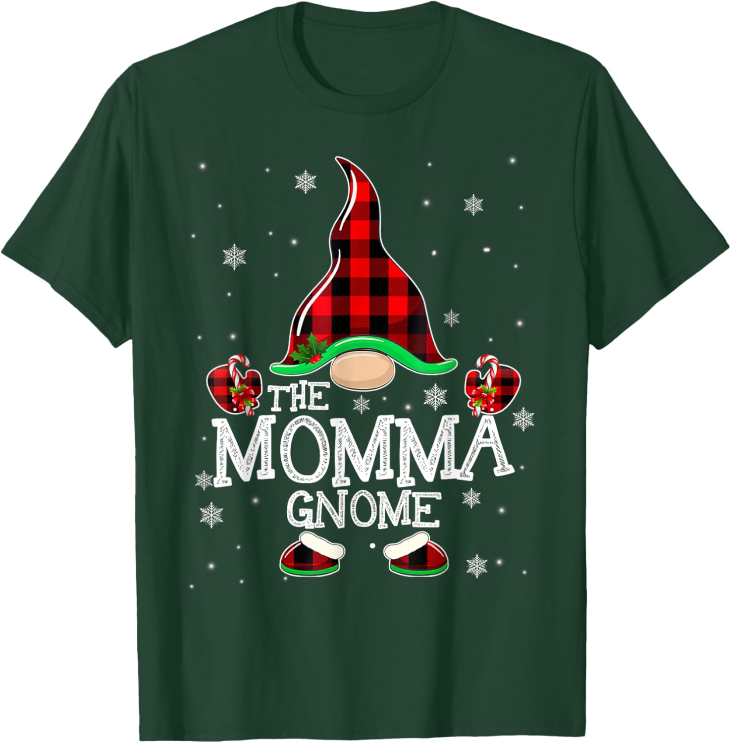 Momma Gnome Buffalo Plaid Matching Family Christmas Pajama T-Shirt - T-Shirt | Forest