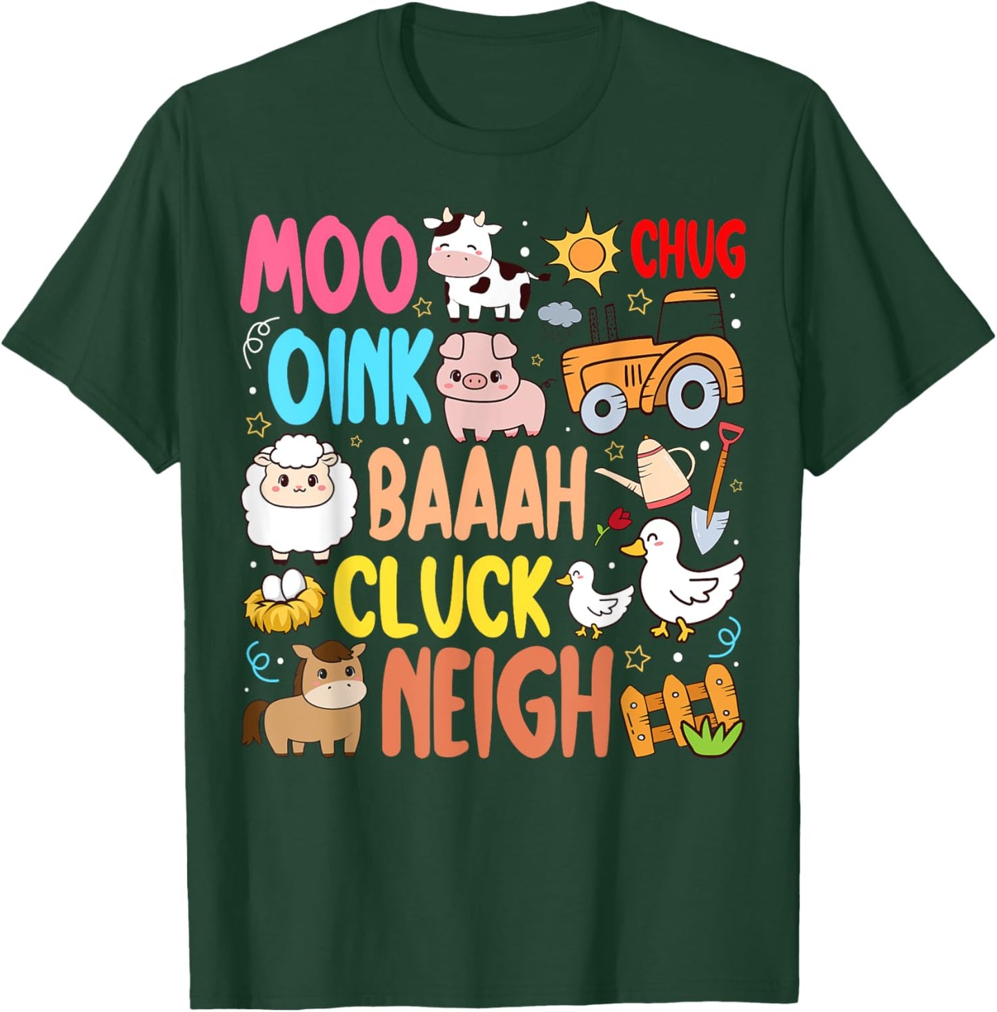 Farm Animals Sounds Oink Baa Neigh Cluck Moo Toddler Farmer T-Shirt - T-Shirt | Forest
