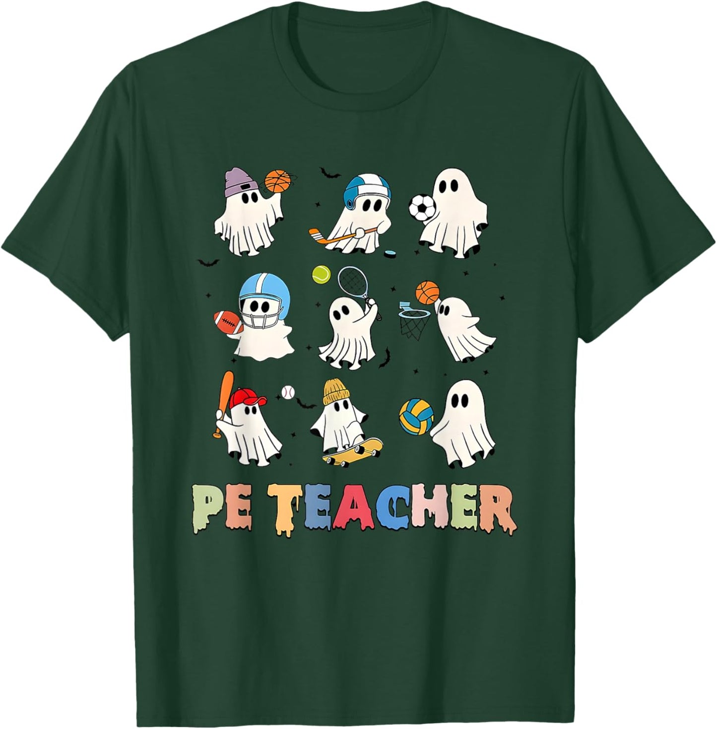 Halloween PE Teacher Spooky Physical Education Teacher T-Shirt - T-Shirt | Forest