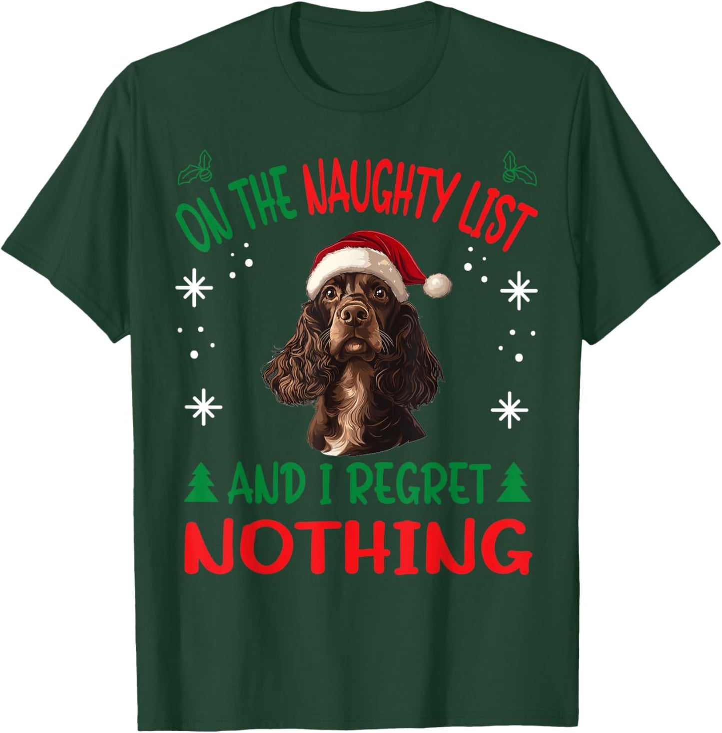 Cute English Cocker Spaniel Dog Christmas On The Naughty T-Shirt - T-Shirt | Forest