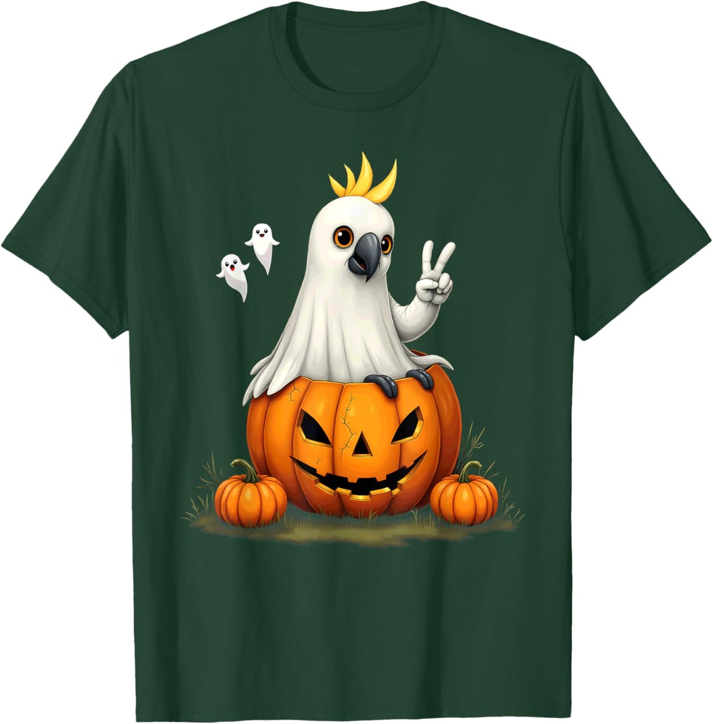 Pumpkin Boo Ghost Cockatoo Halloween Costume T-Shirt - T-Shirt | Forest