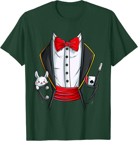 Magician Halloween Costume, Funny Rabbit Tuxedo T-Shirt - T-Shirt | Forest