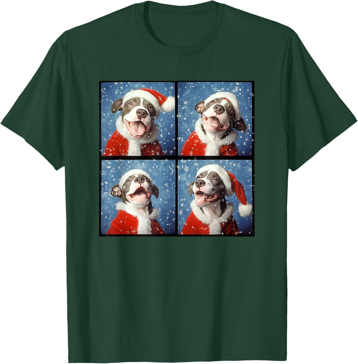Pitbull Santa Hat Men Kids Women Christmas Pittie T-Shirt - T-Shirt | Forest