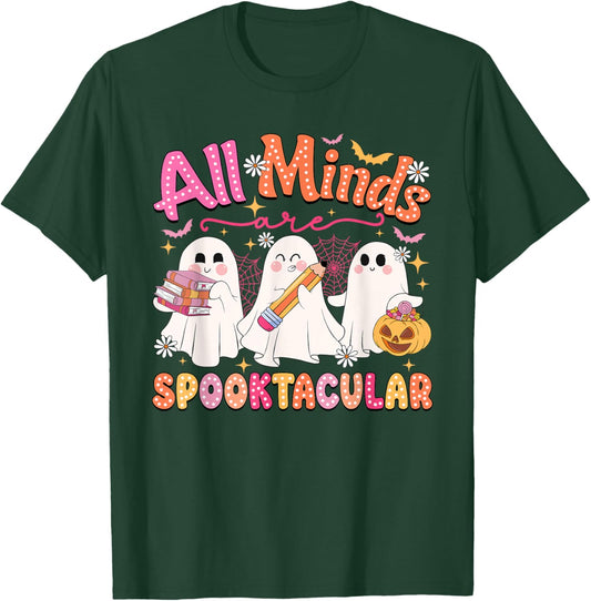 All Minds Are Spooktacular Halloween School Psychologist T-Shirt - T-Shirt | Forest