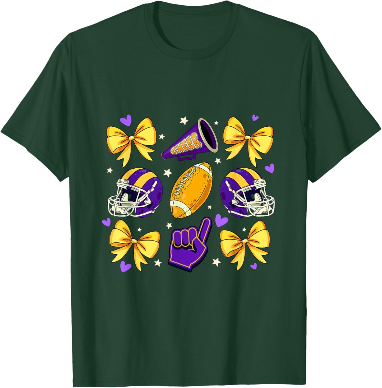 Football Cheer Mom Sister Coquette Bow Game Day Purple Women T-Shirt - T-Shirt | Forest