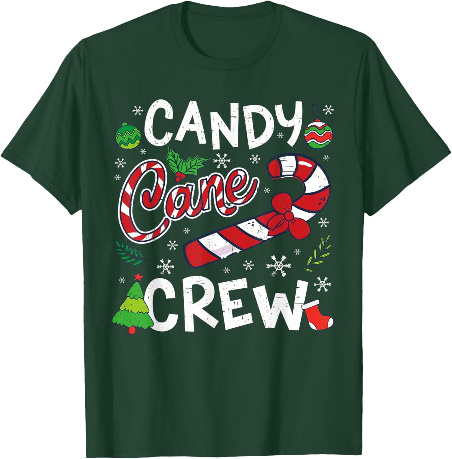 Candy Cane Crew Santa Xmas Kids Toddler Youth Women Men T-Shirt - T-Shirt | Forest