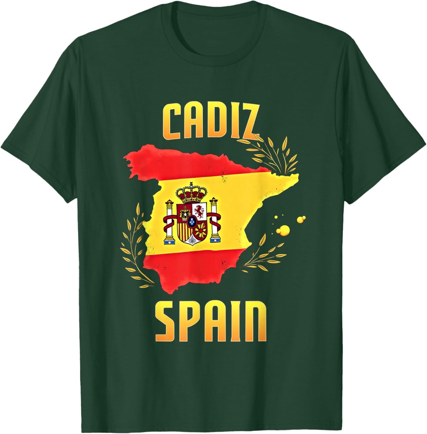 Cadiz Spain Souvenir Travel Vacation Spanish Flag Map T-Shirt - T-Shirt | Forest