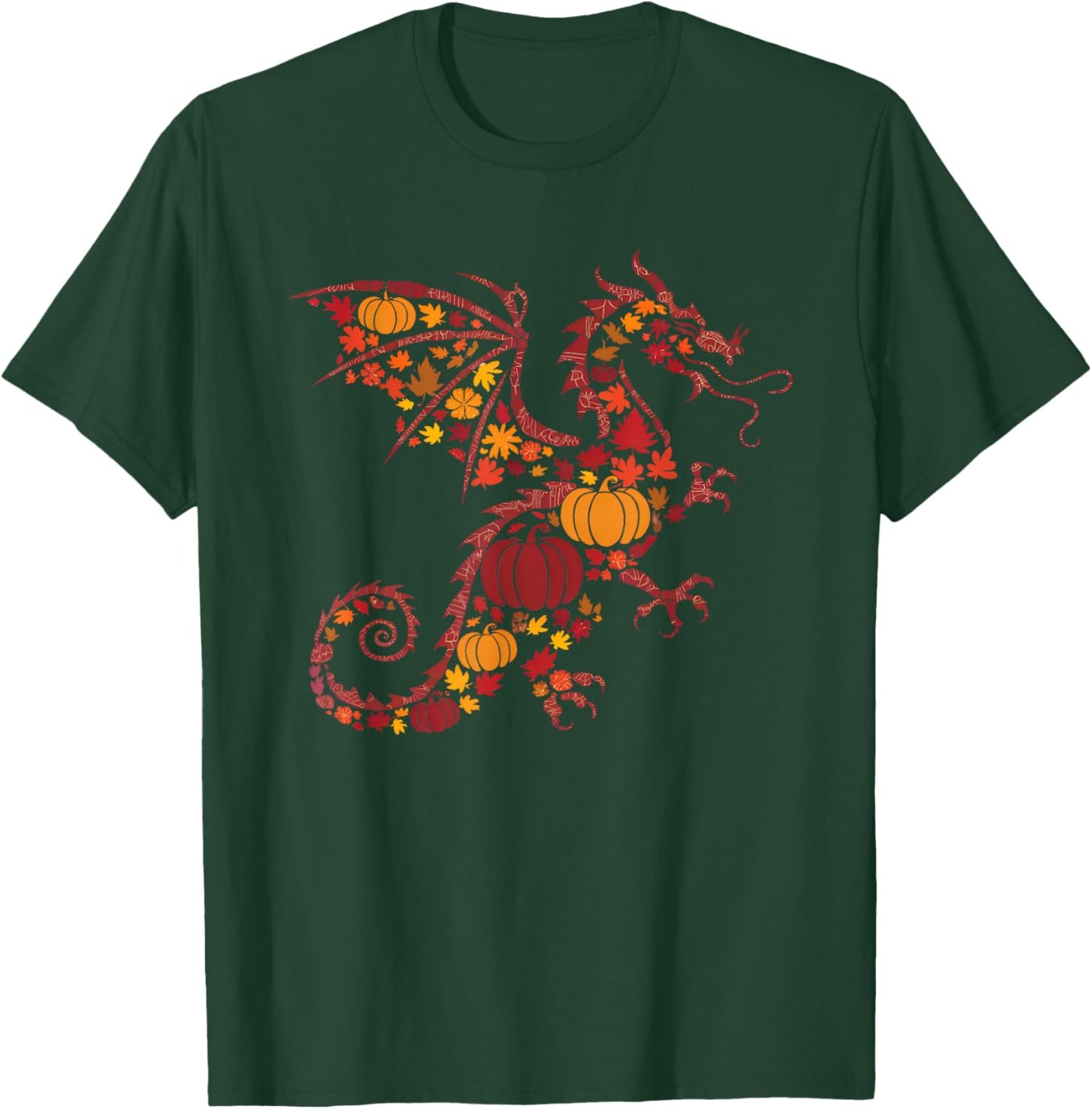 Fall Dragon Thanksgiving Autumn Pumpkin Women Men Boys Girls T-Shirt - T-Shirt | Forest