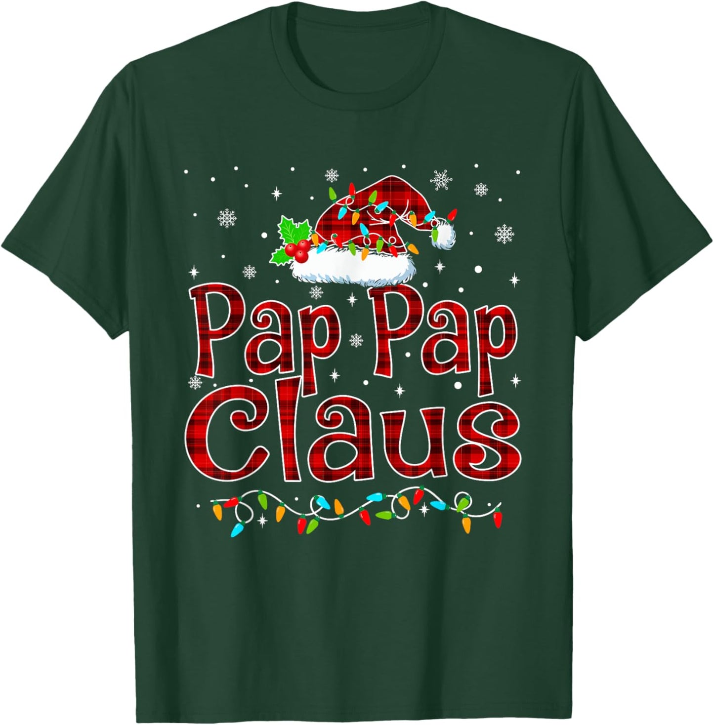 Pap Pap Claus Christmas Pajama Matching Family Xmas Lights T-Shirt - T-Shirt | Forest