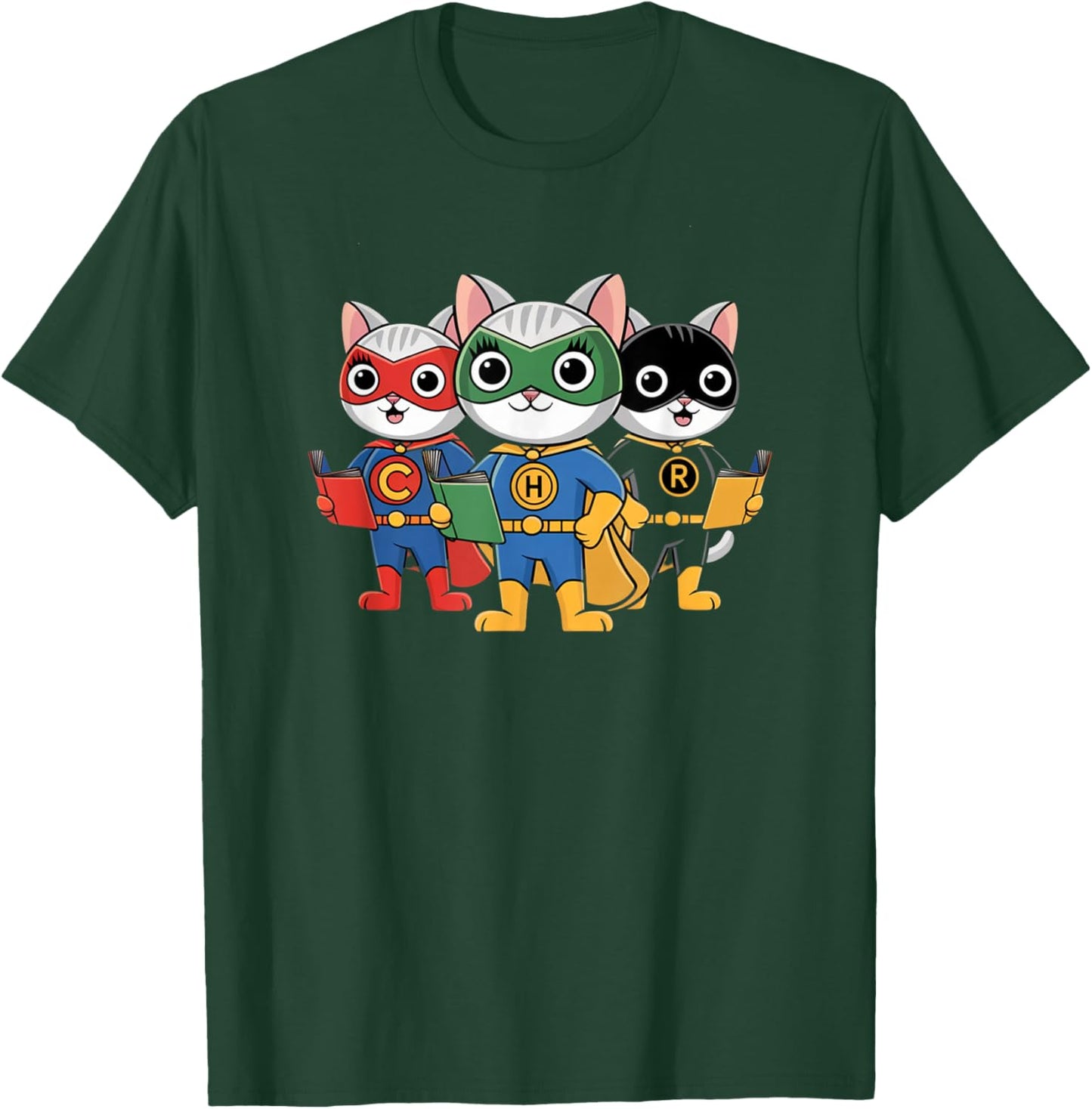 Cute Teacher Superheroes Cats Reading Squad Read Write Girls T-Shirt - T-Shirt | Forest