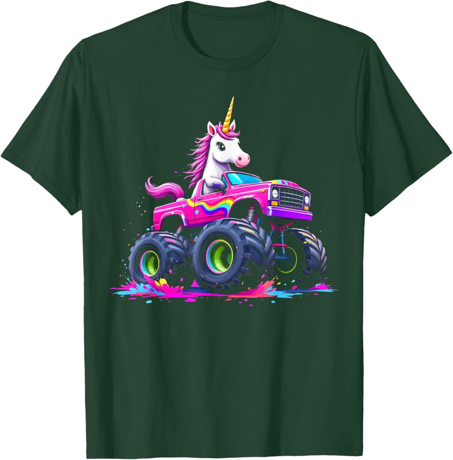 Monster Truck Unicorn Birthday Party Monster Truck Girl T-Shirt - T-Shirt | Forest
