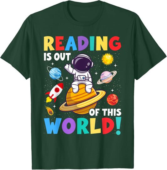 Reading Is Out Of This World Space Funny Books Lover T-Shirt - T-Shirt | Forest