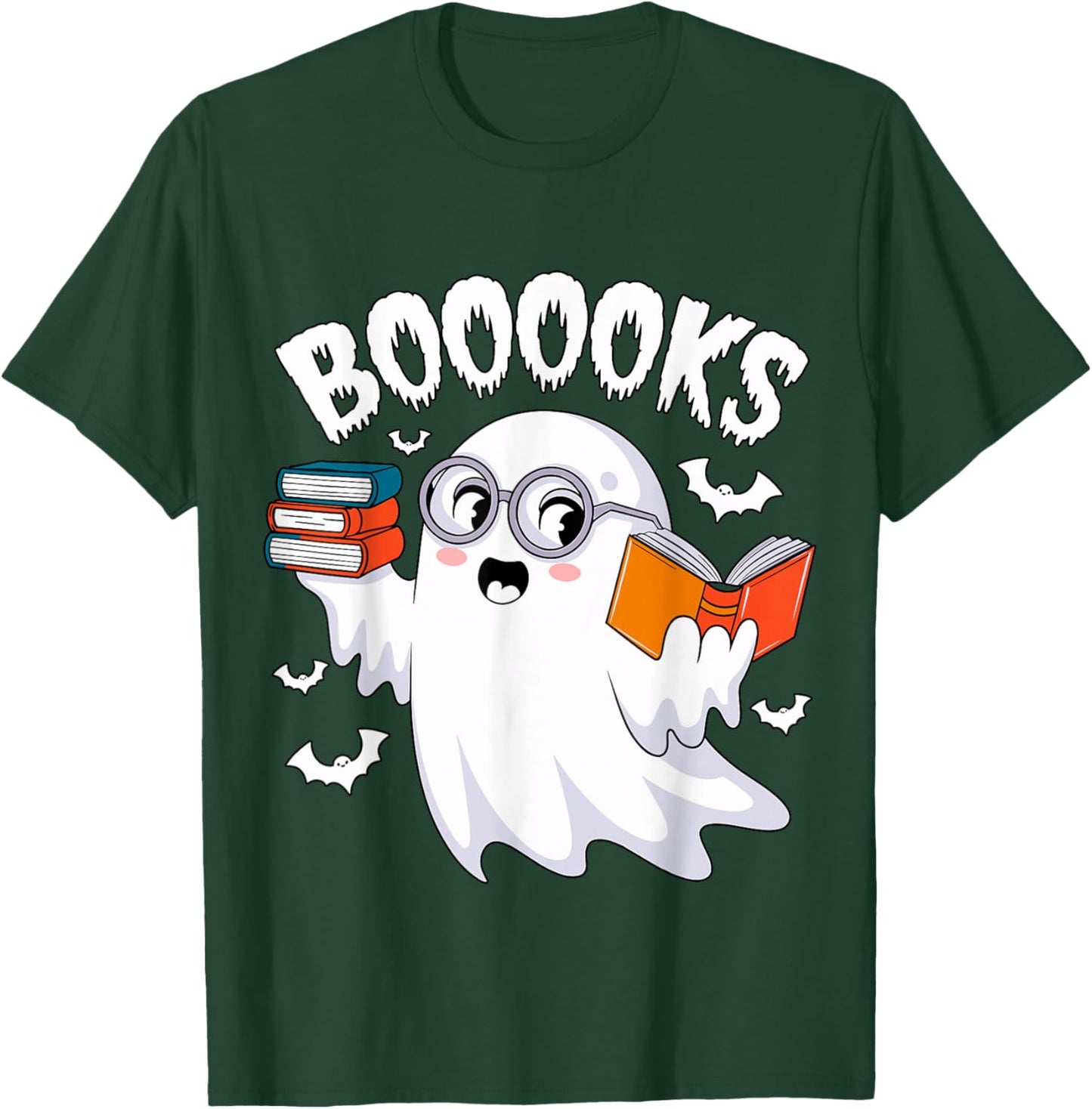 Boooooks Ghost Reading Books Librarian Halloween Costume T-Shirt - T-Shirt | Forest