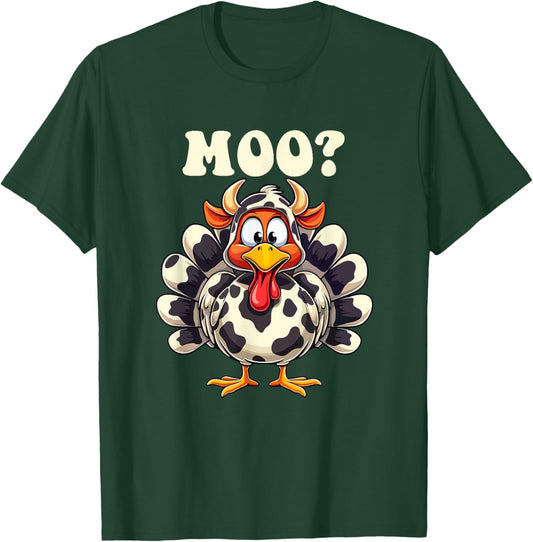 Turkey Moo Funny Thanksgiving Men Women Kids T-Shirt - T-Shirt | Forest