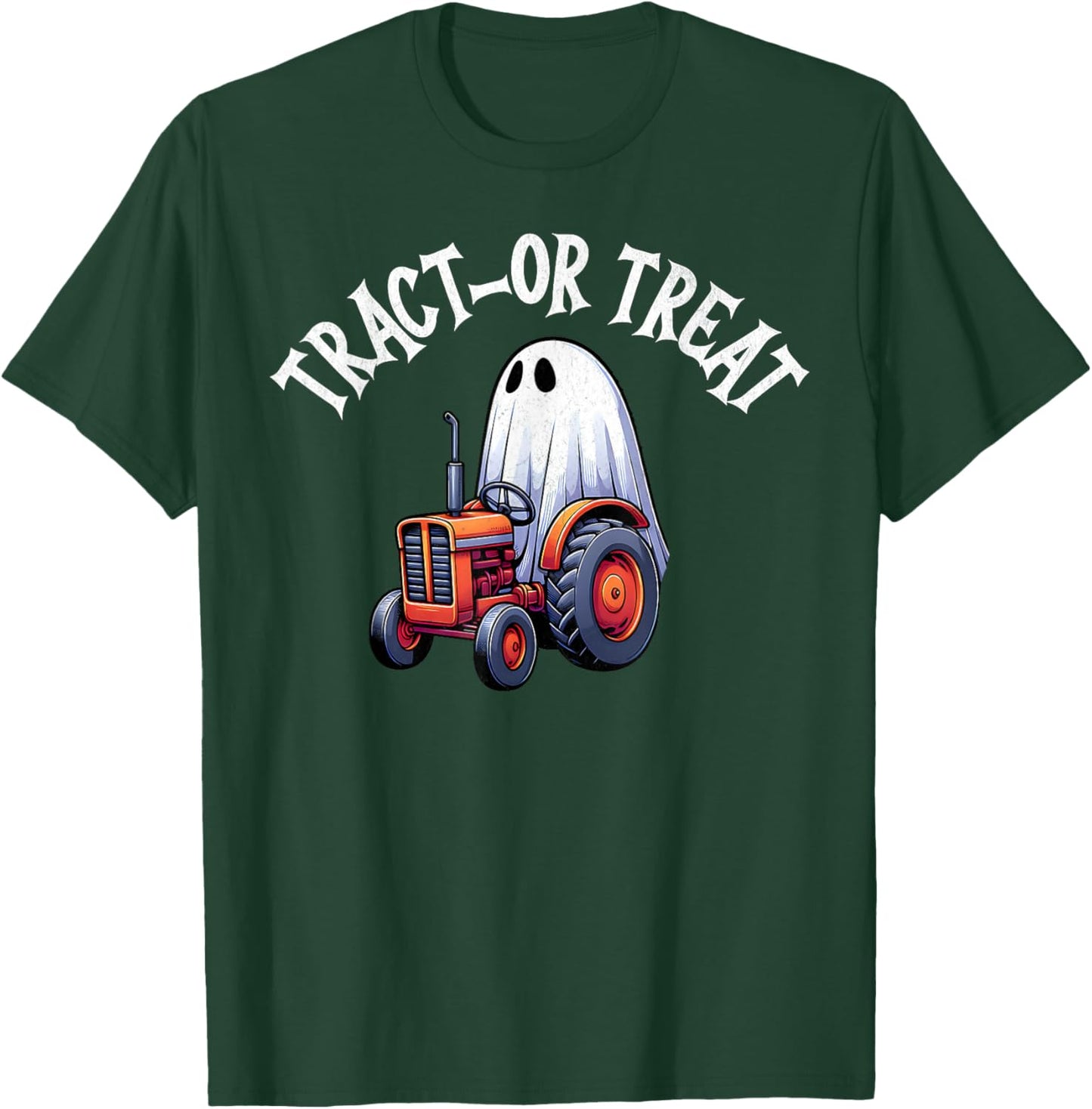 Funny Halloween Tractor Ghost Boys Kids Trick or Treat Farm T-Shirt - T-Shirt | Forest