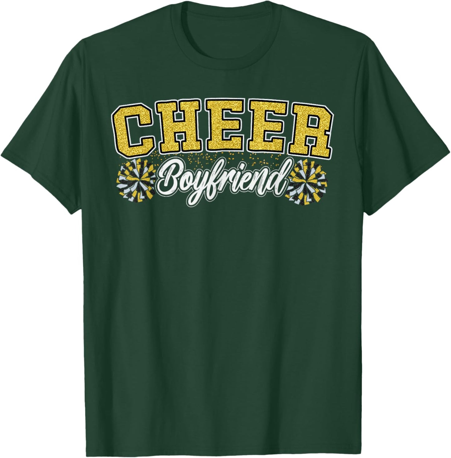 Loud Proud Cheer Boyfriend Pom Poms Yellow Cheerleader Women T-Shirt - T-Shirt | Forest