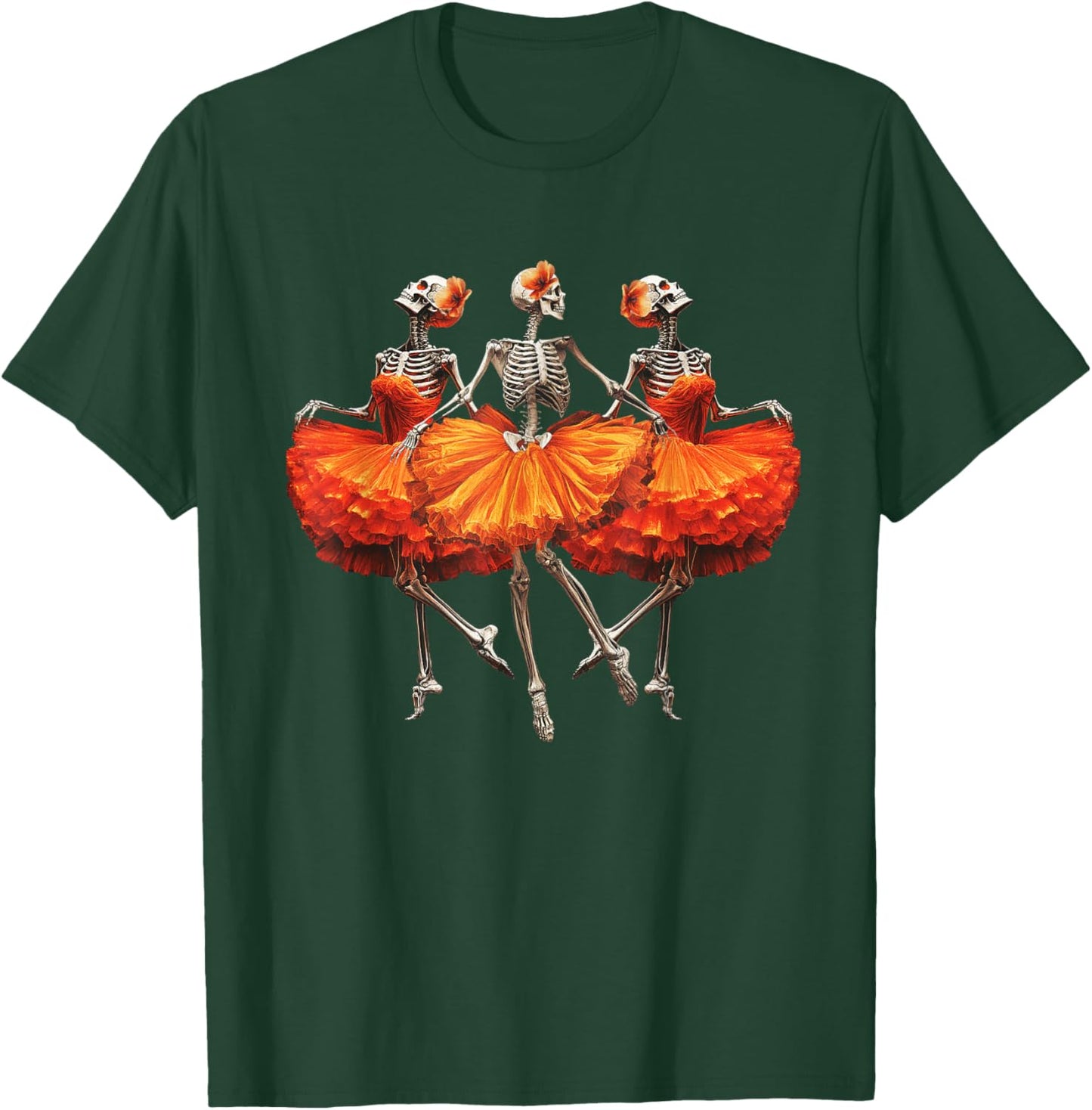Dancing Skeleton Ballerina Graphic Fun Halloween Dance T-Shirt - T-Shirt | Forest