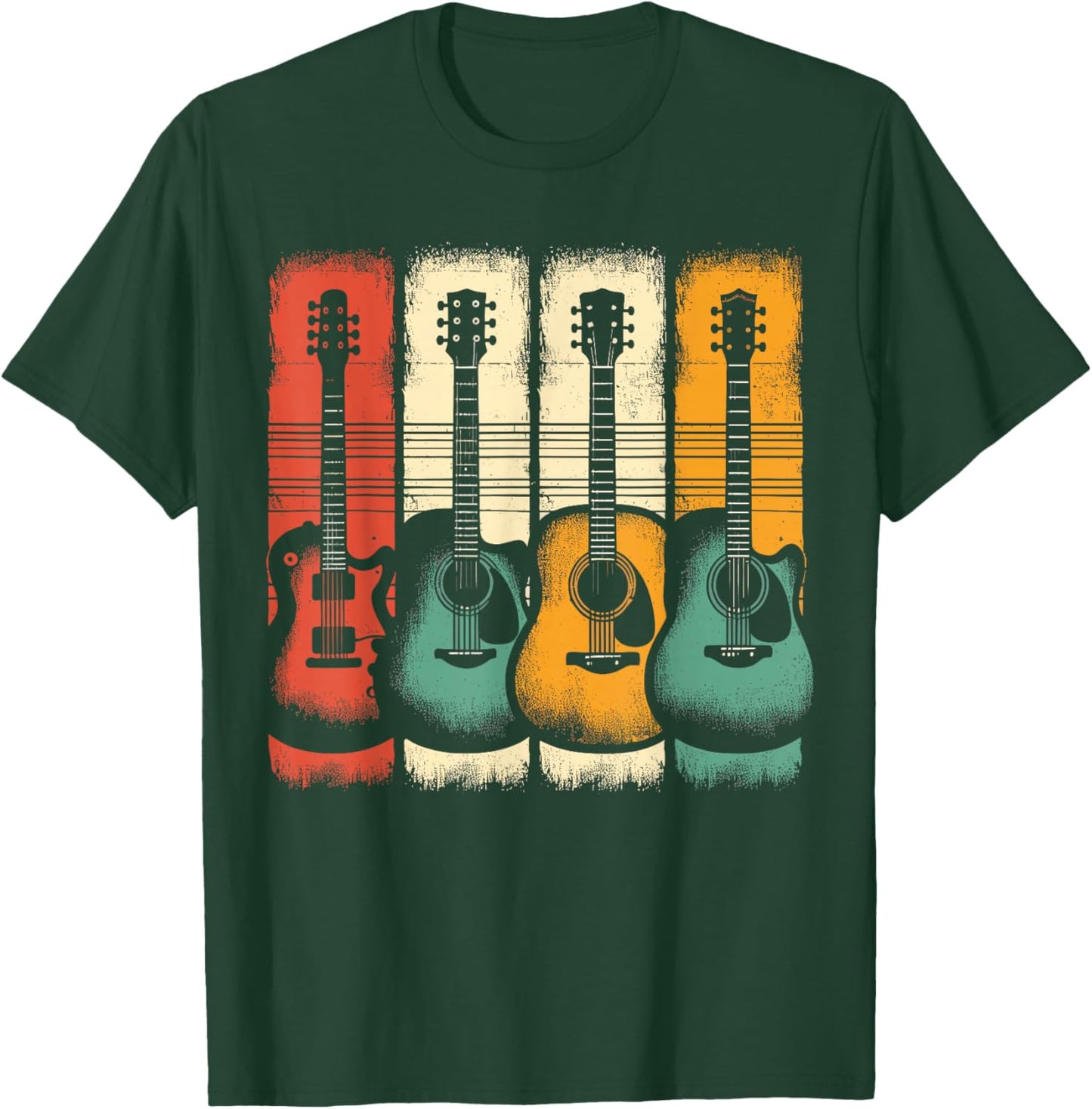 Guitars Music Vintage Guitar T-Shirt - T-Shirt | Forest