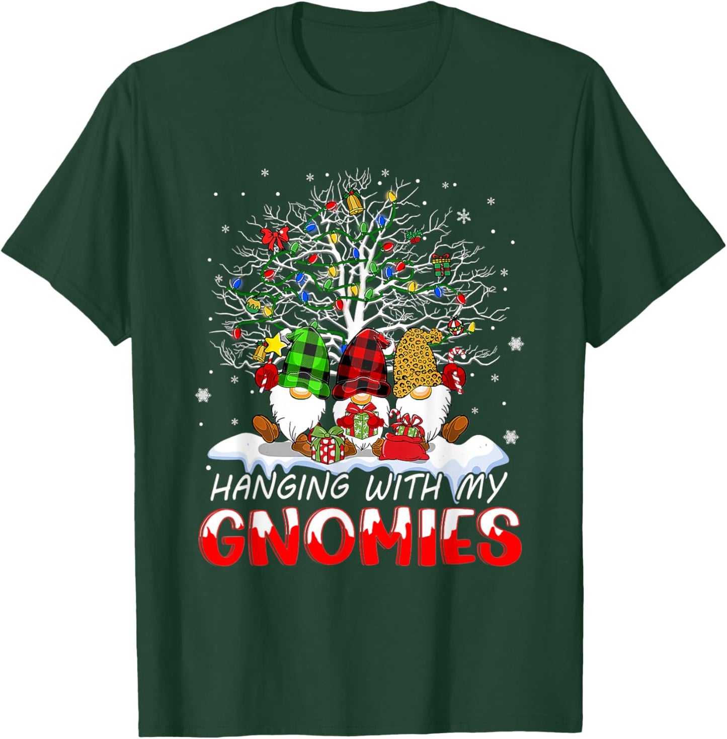 Funny Christmas Gnome Hanging With My Gnomies Family Pajamas T-Shirt - T-Shirt | Forest