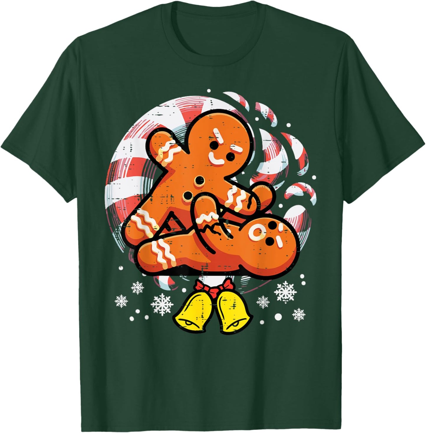 Christmas Jiu Jitsu Gingerbread Xmas Bjj Wrestling Men Kids T-Shirt - T-Shirt | Forest
