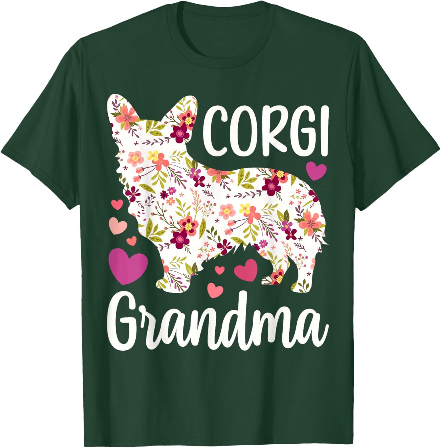 Corgi Dog Corgi Grandma Appreciation Floral Men Women T-Shirt - T-Shirt | Forest