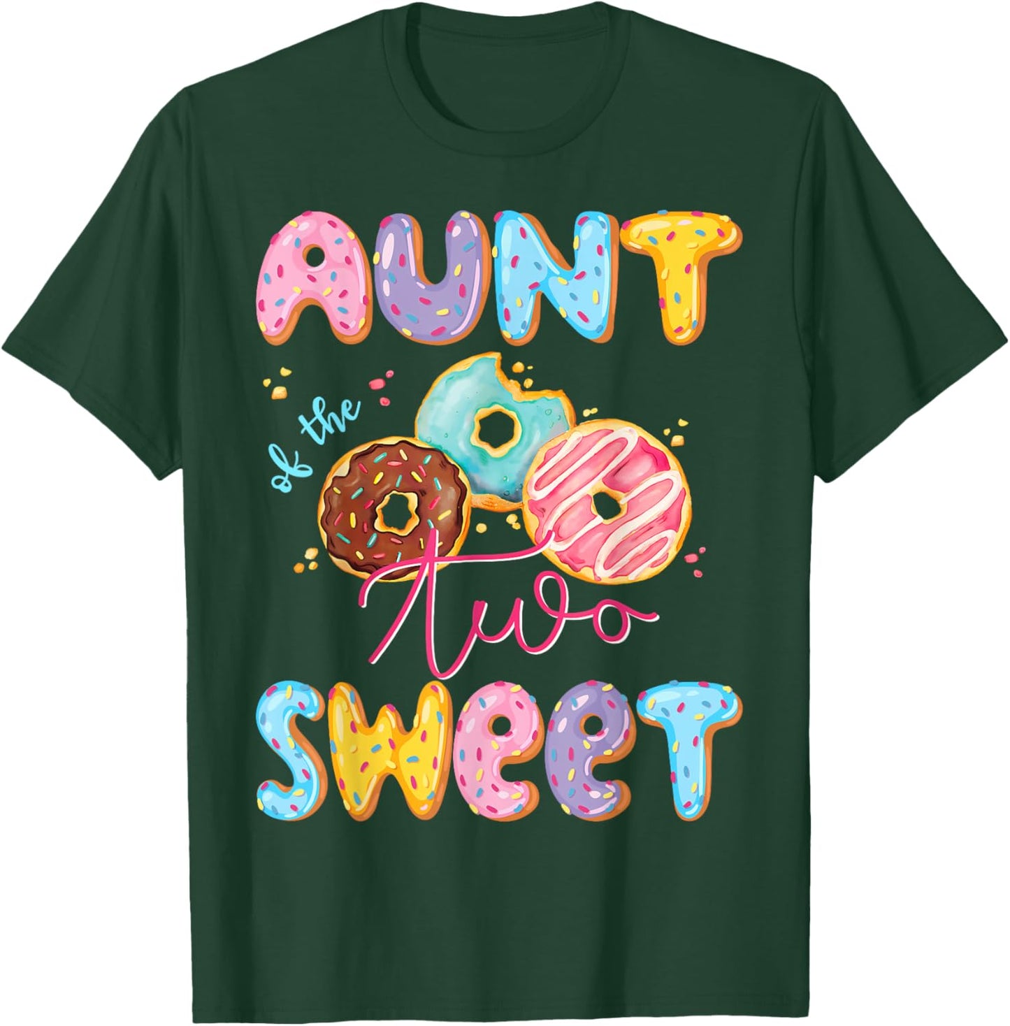 Aunt Of The Two Sweet Donut Matching 2Nd Birthday Girl T-Shirt - T-Shirt | Forest