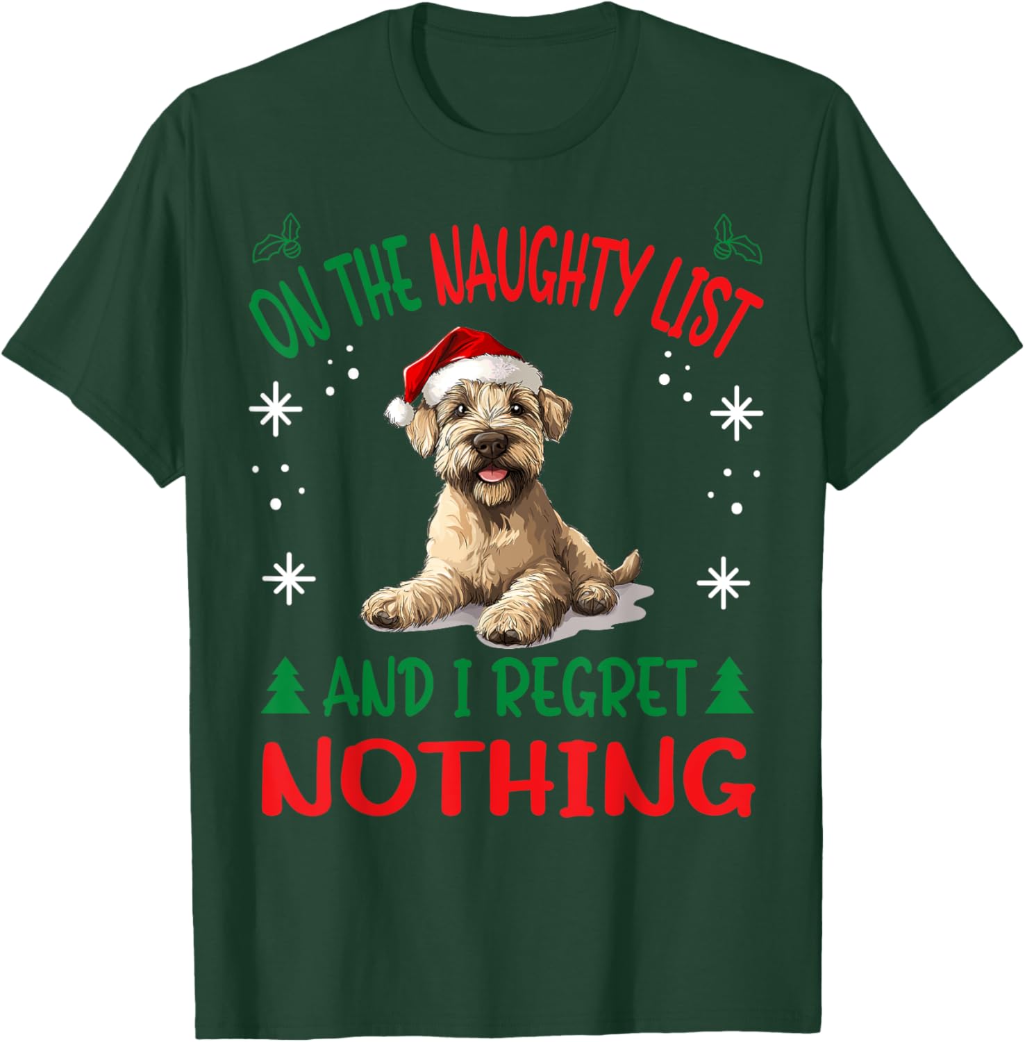 Cute Soft Coated Wheaten Terrier Dog Christmas On The T-Shirt - T-Shirt | Forest