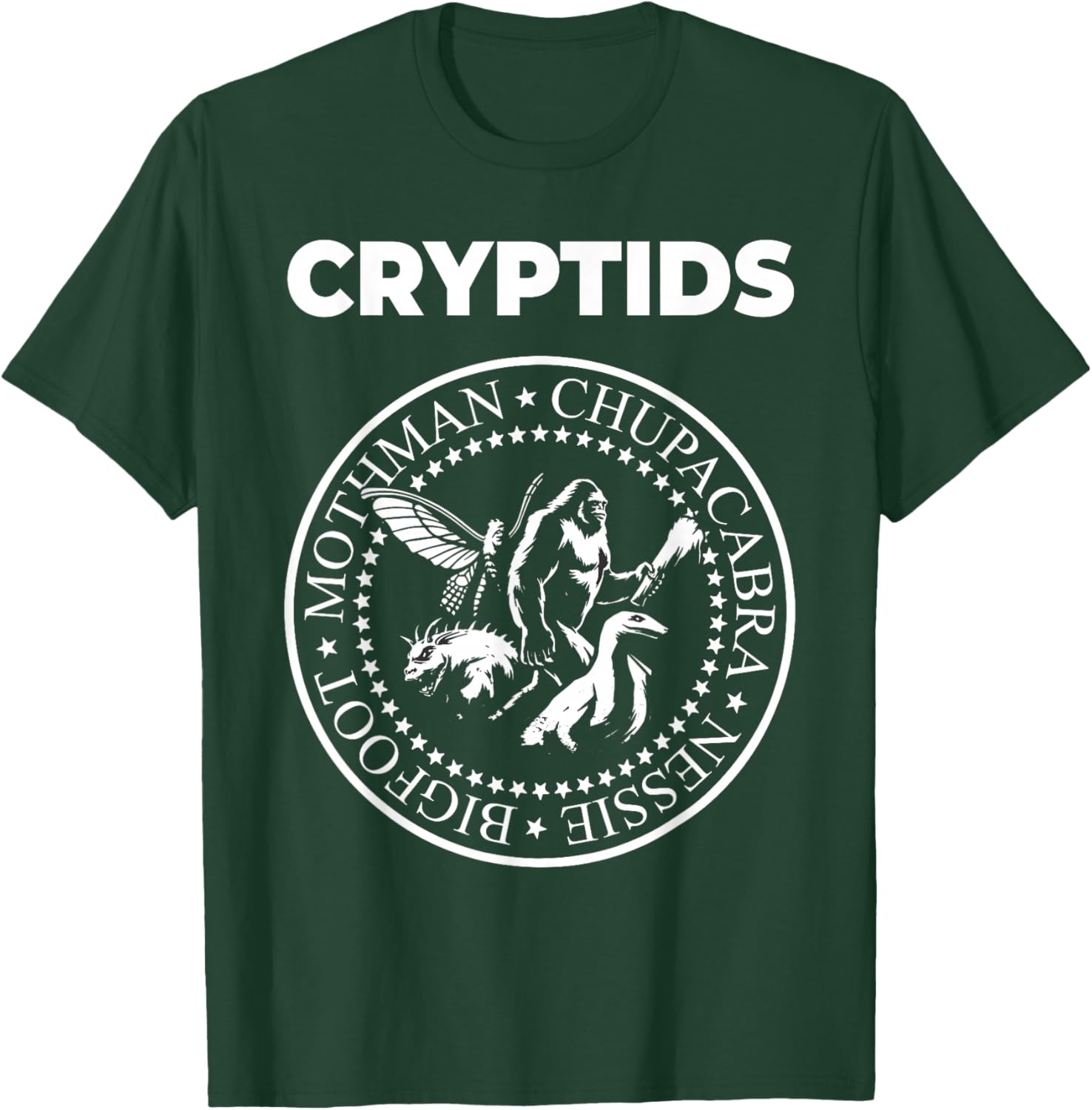 Cryptids Mothman Chupacabra Bigfoot Nessie Cryptozoology T-Shirt - T-Shirt | Forest