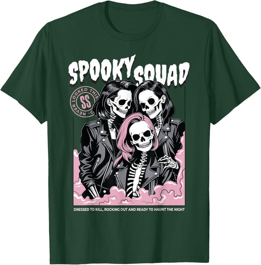 Spooky Squad Skeleton Matching Halloween Group Women Girls T-Shirt - T-Shirt | Forest