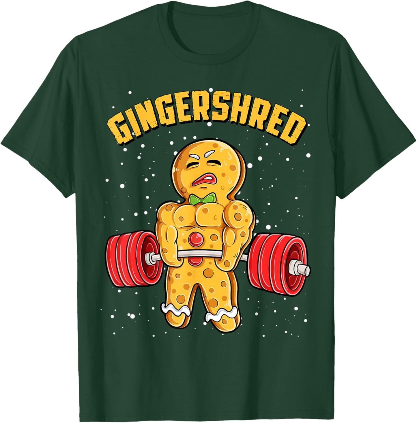 Gingershred Funny Gingerbread Man Gym Bodybuilding Christmas T-Shirt - T-Shirt | Forest