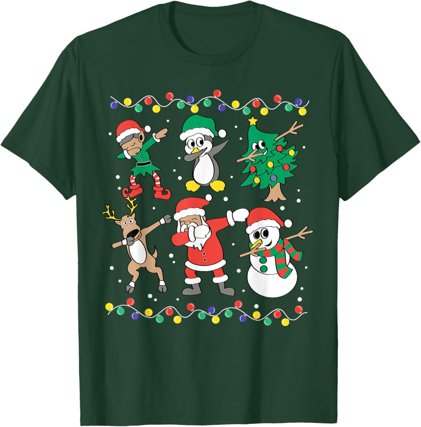 Dabbing Santa Elf Friends Funny Christmas Boy Girl Men Xmas T-Shirt - T-Shirt | Forest
