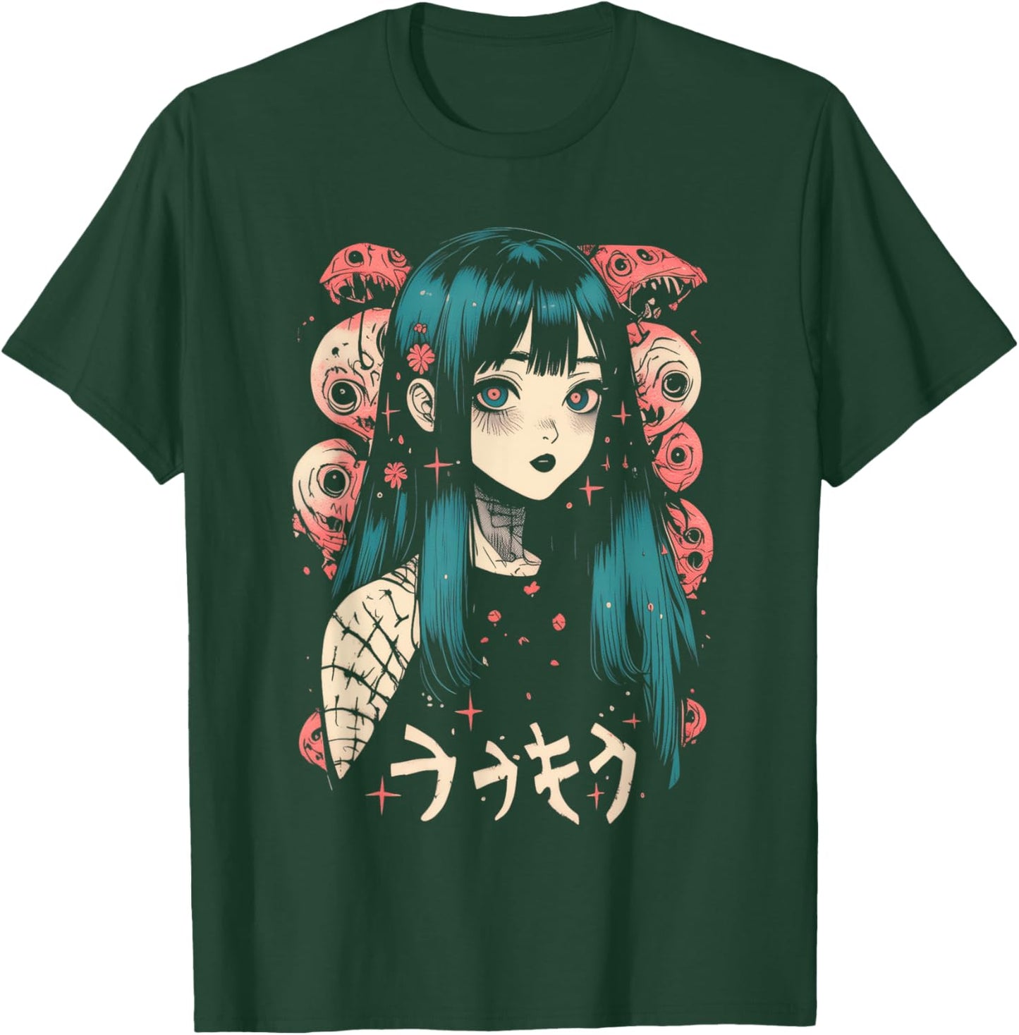 Goth Grunge Demon Anime Girl Waifu Horror Alt Aesthetic T-Shirt - T-Shirt | Forest