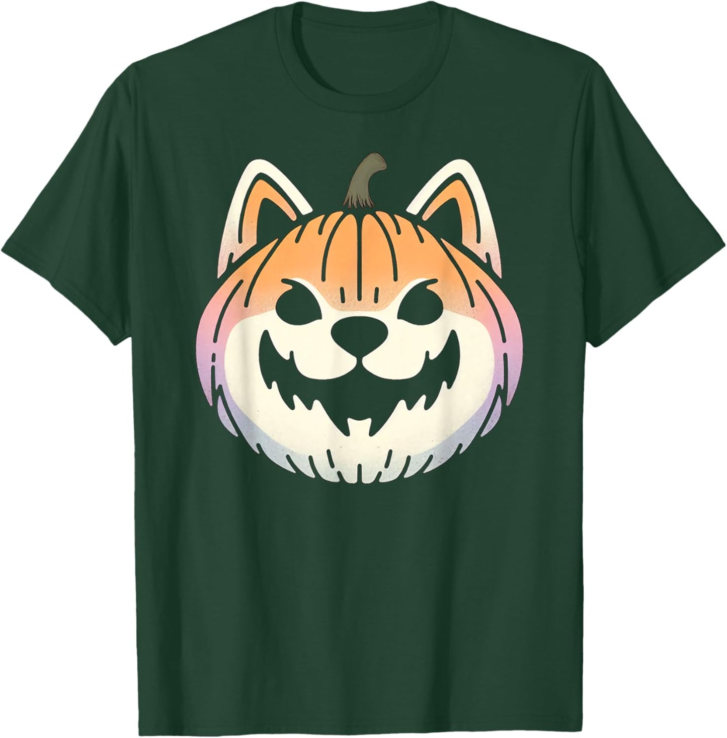Spooky Shiba Inu Akita Dog Jack O Lantern Halloween Pumpkin T-Shirt - T-Shirt | Forest