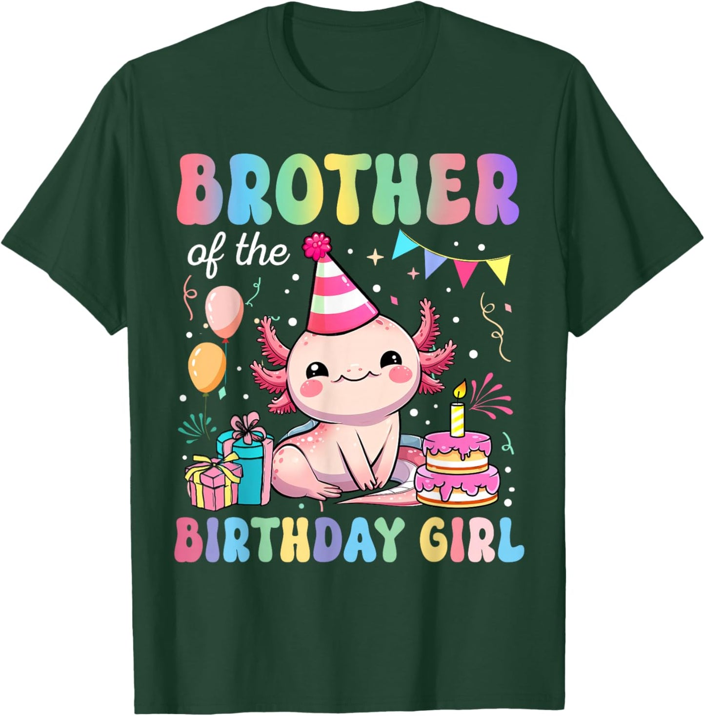 Brother Of The Birthday Girl Axolotl Bday Party Family T-Shirt - T-Shirt | Forest