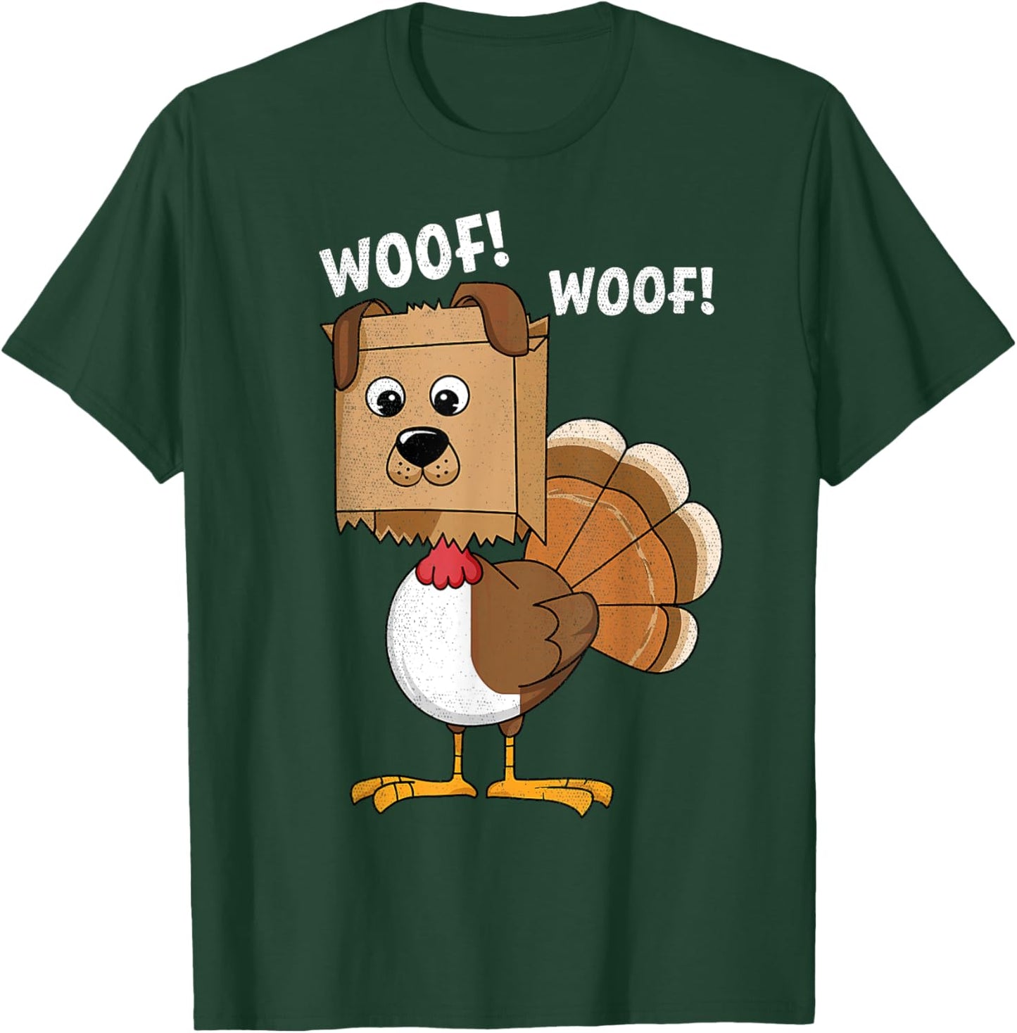 Thanksgiving Dog Funny Fake Dog Woof Thanksgiving Turkey Women Girls Kids T-Shirt - T-Shirt | Forest