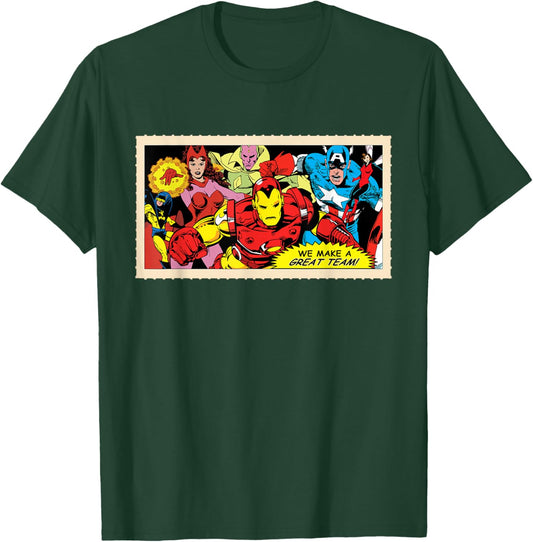 Marvel Avengers Retro '80s Valentine's Day Card A Great Team T-Shirt - T-Shirt | Forest